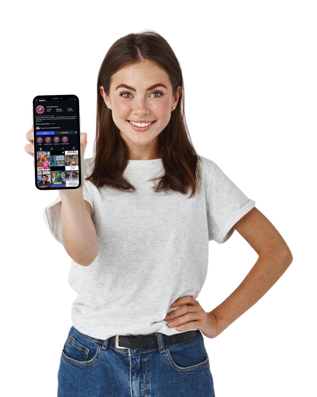 Mulher segurando telefone